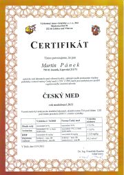 Certifikát Pánkova medu z Jeseníku