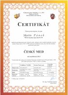 Certifikát Pánkova medu z Jeseníku